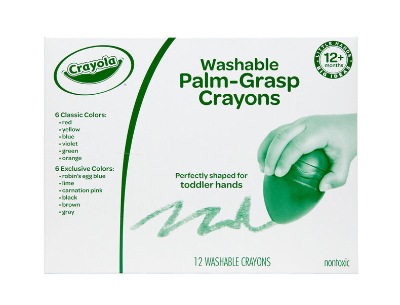 Palm Grasp Washable Crayons, 12 Count